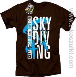 Skydiving keep calm and dive on - koszulka męska brązowa