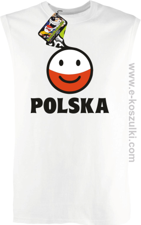 POLSKA Emotik dwukolorowy - bezrękawnik męski biały