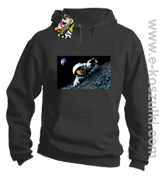 Kosmonauta na księżycu - bluza z kapturem szara