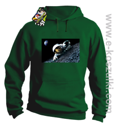 Kosmonauta na księżycu - bluza z kapturem zielona