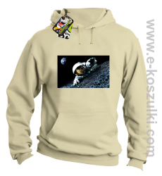 Kosmonauta na księżycu - bluza z kapturem beżowa