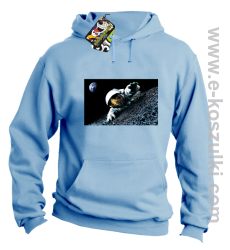 Kosmonauta na księżycu - bluza z kapturem błękitna
