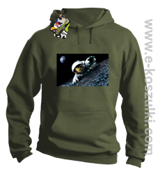 Kosmonauta na księżycu - bluza z kapturem khaki