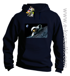 Kosmonauta na księżycu - bluza z kapturem granatowa