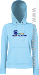 BLOCKCHAIN Fan Symbols - bluza damska z kapturem błękitna