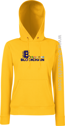 BLOCKCHAIN Fan Symbols - bluza damska z kapturem żółta
