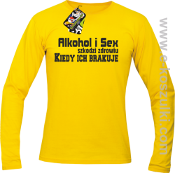 Alkohol i Sex szkodzi zdrowiu kiedy ich brakuje - longsleeve męski żółty