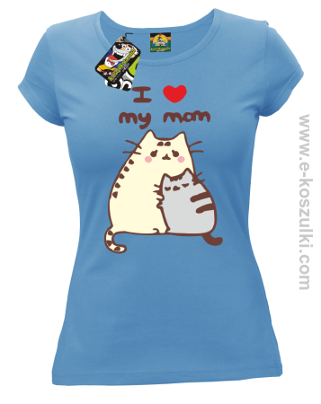I love my Mom Two Sweety Cats - koszulka damska taliowana 