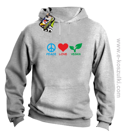 Peace Love Vegan - bluza z kapturem 