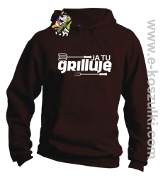 Ja tu grilluję - bluza z kapturem  brązowy