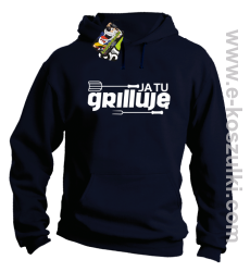 Ja tu grilluję - bluza z kapturem  granatowy