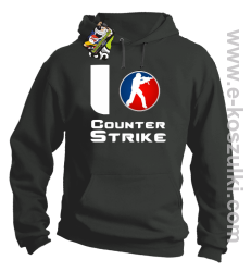 I love counter strike - bluza z kapturem szary