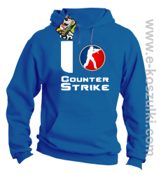 I love counter strike - bluza z kapturem niebieski