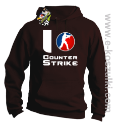 I love counter strike - bluza z kapturem brązowy