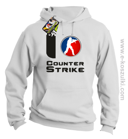 I love counter strike - bluza z kapturem biała