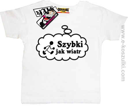 Szybki jak wiatr koszulka dziecięca - biały