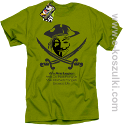Anonymous We are Legion We Do Not Forget We Do Not Forgive Expect Us - koszulka z nadrukiem kiwi