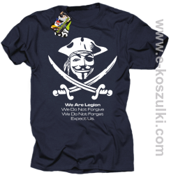 Anonymous We are Legion We Do Not Forget We Do Not Forgive Expect Us - koszulka z nadrukiem granatowa