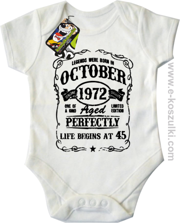 Legends were born in October Aged Perfectly Life Begins - z własną personalizacją - body dziecięce białe