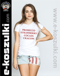 PROSECCO STRAWBERRY COCAIN CRACOW - koszulka damska biała