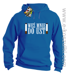 Weź mnie do ust - bluza z kapturem niebieski