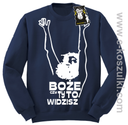 Boże czy Ty to widzisz - bluzy z nadrukiem bez kaptura granatowa