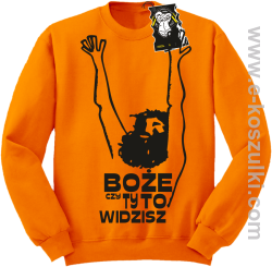 Boże czy Ty to widzisz - bluzy z nadrukiem bez kaptura pomarańczowa