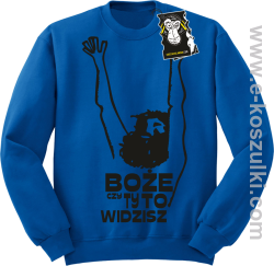 Boże czy Ty to widzisz - bluzy z nadrukiem bez kaptura niebieska
