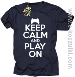 Keep calm and play on konsola - koszulka męska granatowa