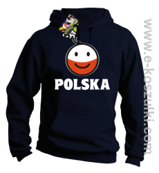 POLSKA Emotik dwukolorowy - bluza z kapturem granatowy