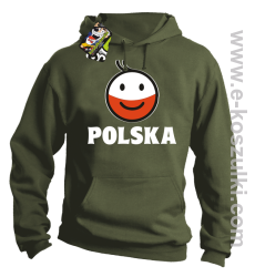 POLSKA Emotik dwukolorowy - bluza z kapturem khaki