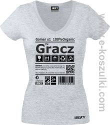 Gracz GAMER - t-shirt damski v-neck melanż 