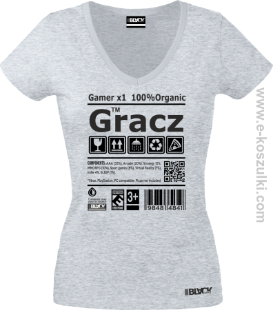 Gracz GAMER - t-shirt damski v-neck 