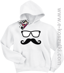 Wąs w okularach bluza dziecięca - biały