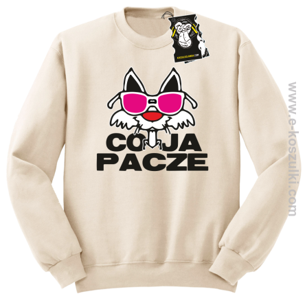 co ja pacze- zabawna bluza bez kaptura beżowa