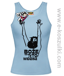 Boże czy Ty to widzisz - top damski - niebieski