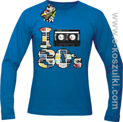 I love 80`s mix tape kaseta magnetofonowa - longsleeve męski niebieski