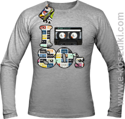 I love 80`s mix tape kaseta magnetofonowa - longsleeve męski melanżowy