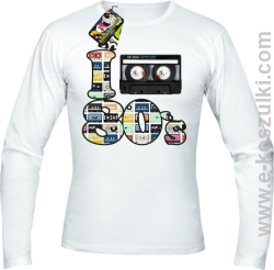 I love 80`s mix tape kaseta magnetofonowa - longsleeve męski biały