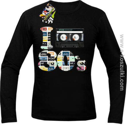 I love 80`s mix tape kaseta magnetofonowa - longsleeve męski czarny