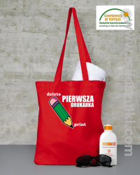 Pierwsza drukarka - delete - print ECO torba z nadrukiem czerwona