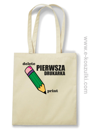 Pierwsza drukarka - delete - print ECO torba z nadrukiem beżowa