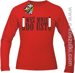 Weź mnie do ust - longsleeve męski czerwony