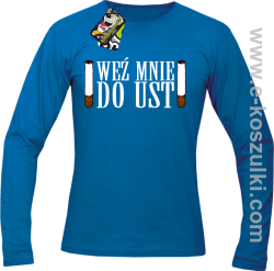 Weź mnie do ust - longsleeve męski niebieski