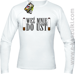 Weź mnie do ust - longsleeve męski biały