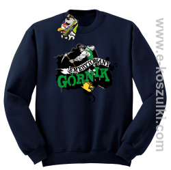 Emerytowany górnik Zielony Górniczy - bluza bez kaptura standard granatowa