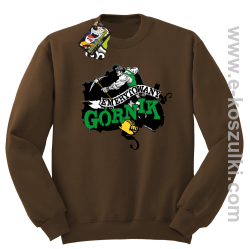Emerytowany górnik Zielony Górniczy - bluza bez kaptura standard brązowa