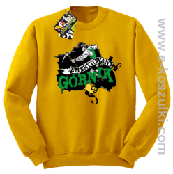 Emerytowany górnik Zielony Górniczy - bluza bez kaptura standard żółta