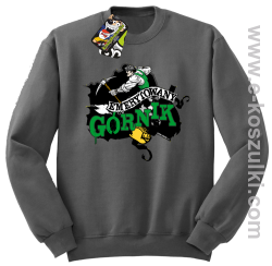 Emerytowany górnik Zielony Górniczy - bluza bez kaptura standard szara
