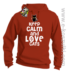 Keep Calm and Love Cats BlackFilo - bluza z kapturem pomarańczowa